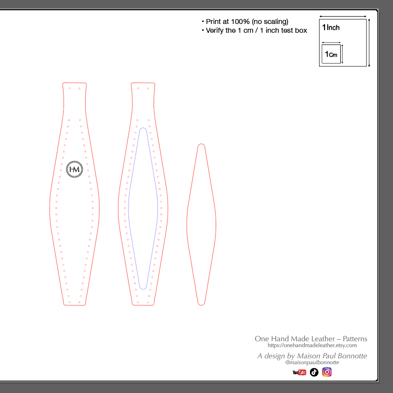 High-end Leather Keychain Pattern Set (3 Designs) – AI, SVG & PDF Templates.