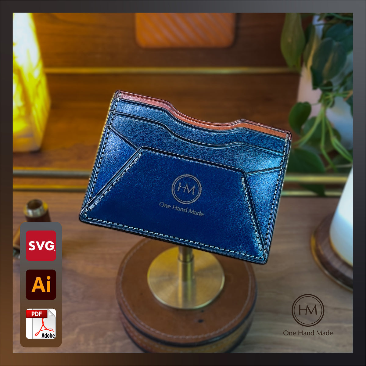 Customizable Leather Wallet Pattern: DIY Cardholder Template (PDF, SVG, Ai File)