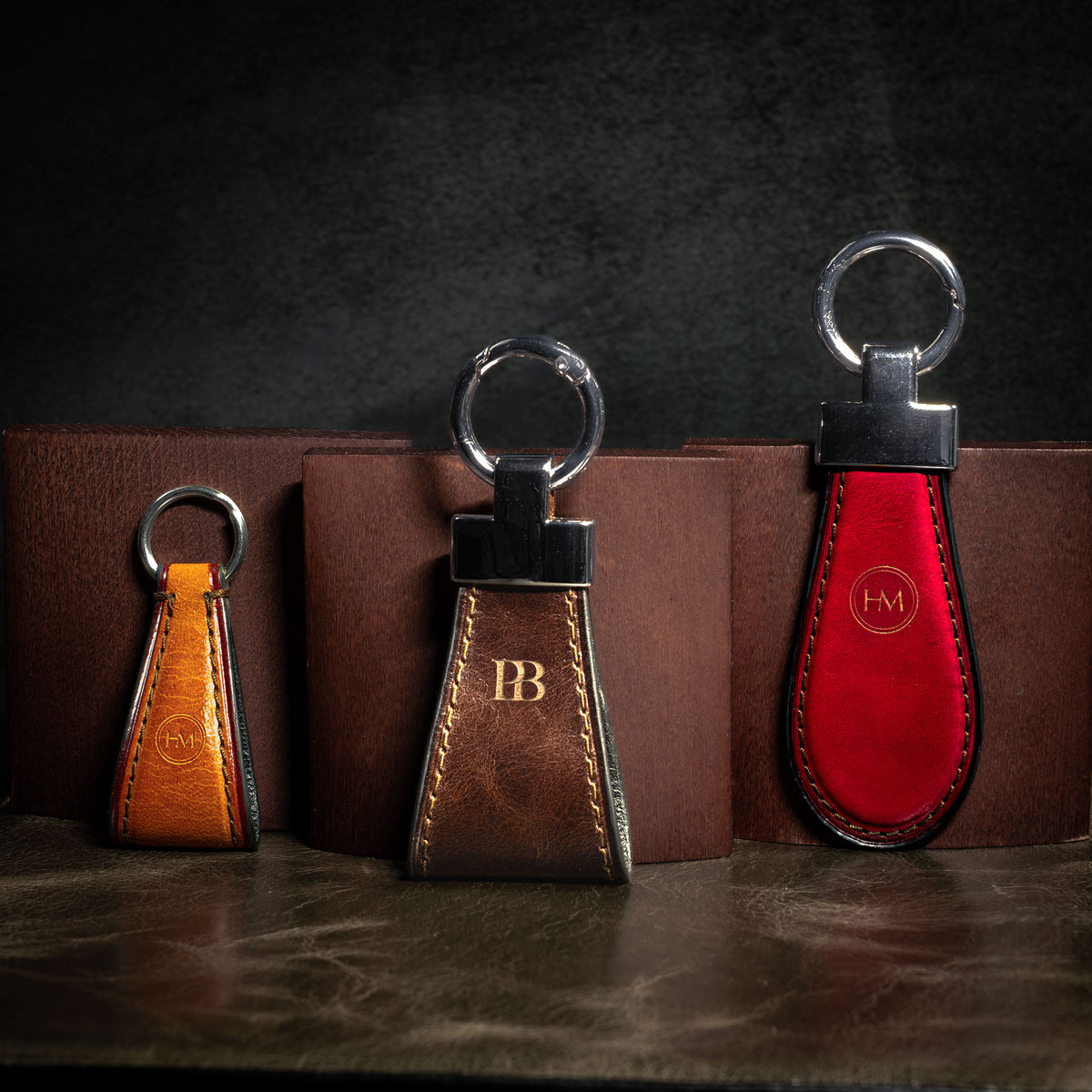 High-end Leather Keychain Pattern Set (3 Designs) – AI, SVG & PDF Templates.