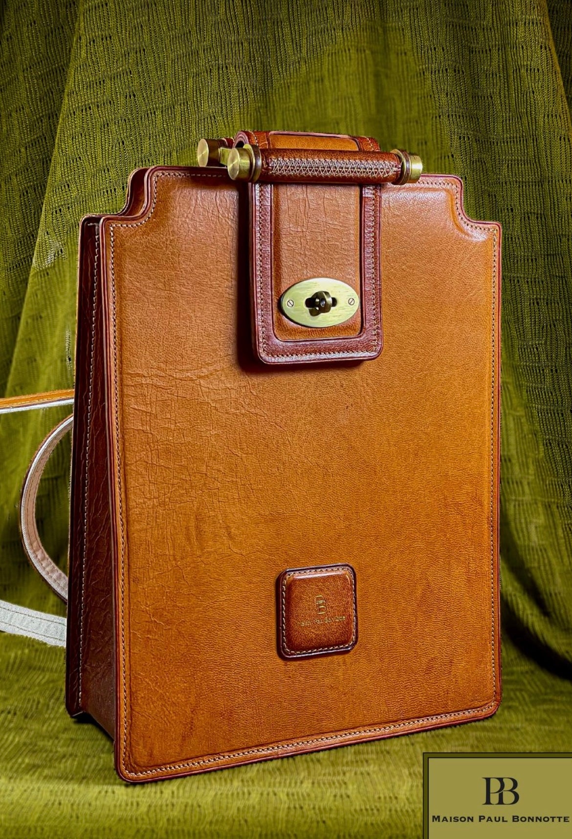 Convertible Leather Backpack – Geometric Camel Edition
